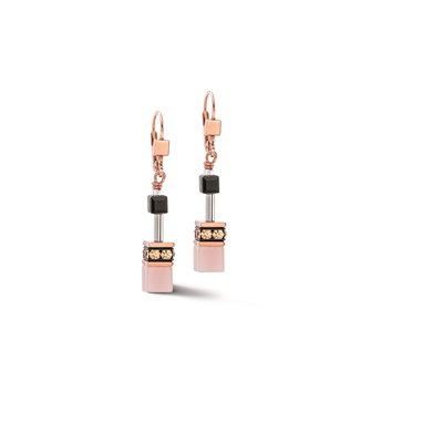 Boucles d'oreilles pendantes acier inoxydable rosé, verre, cristaux - 2838-20-1922 - Coeur De Lion