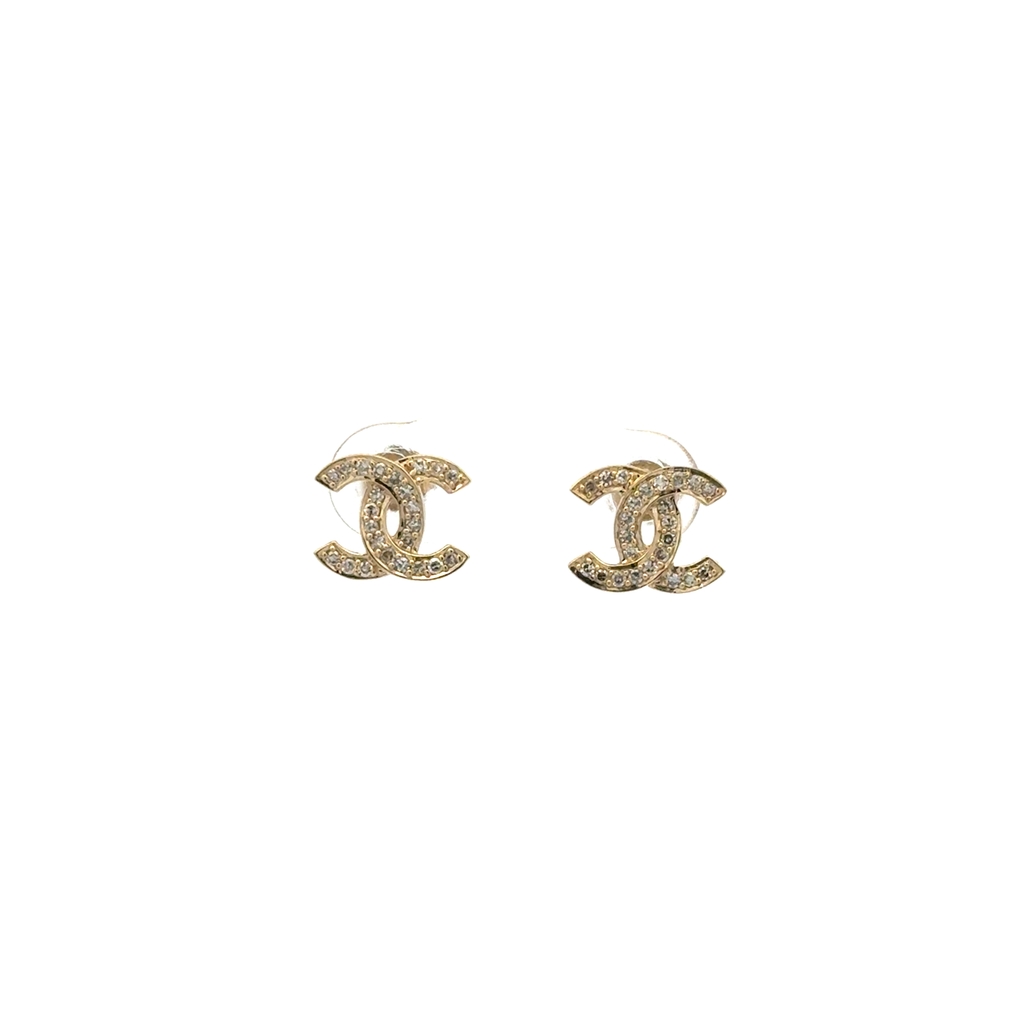 Boucles d'oreilles fixes de style Coco Chanel, or jaune 10 carats, 30 points de diamant total