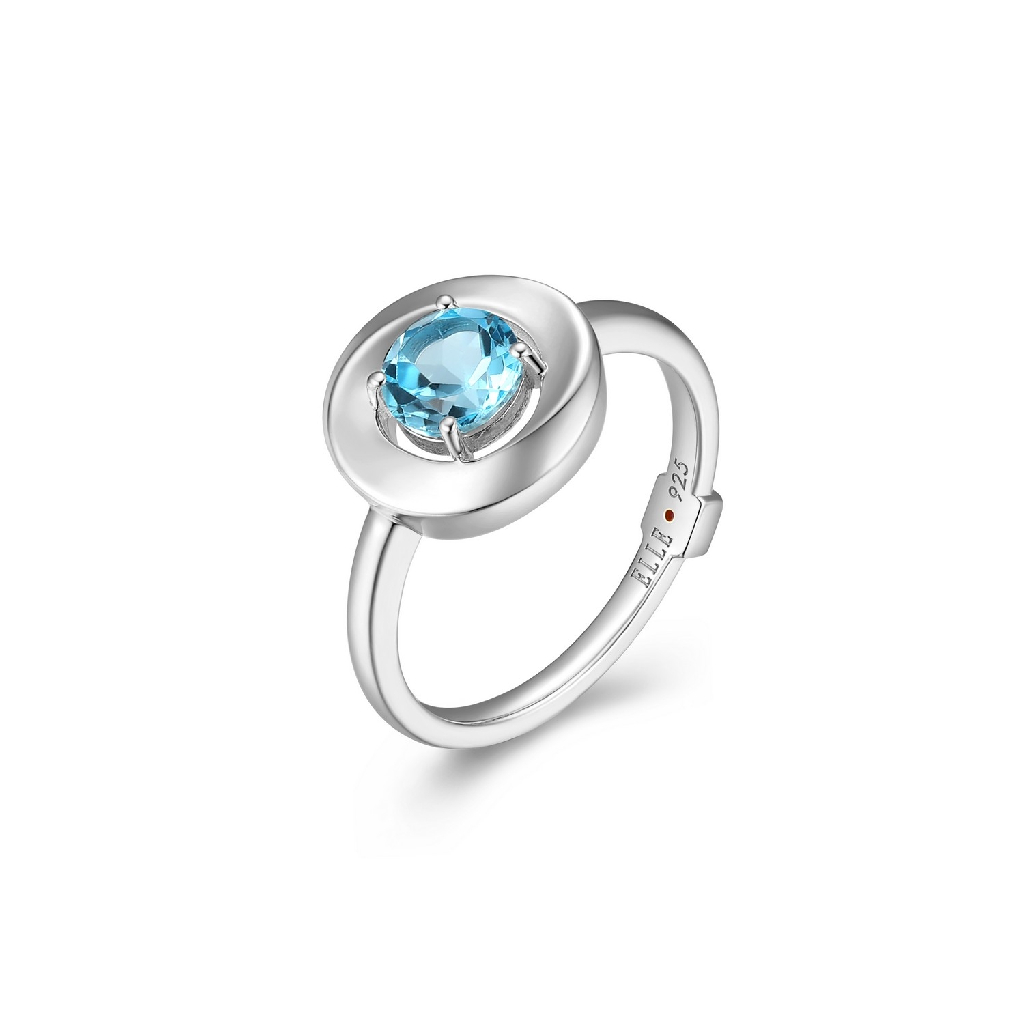 Bague argent rhodié, topaze bleue - R4LAJG12AC - Elle
