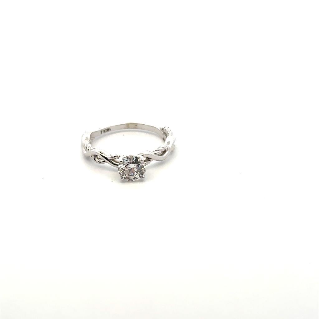 Bague or blanc 14 carats, diamant de laboratoire de 75 points, certificat - 123131 - Exclusivités