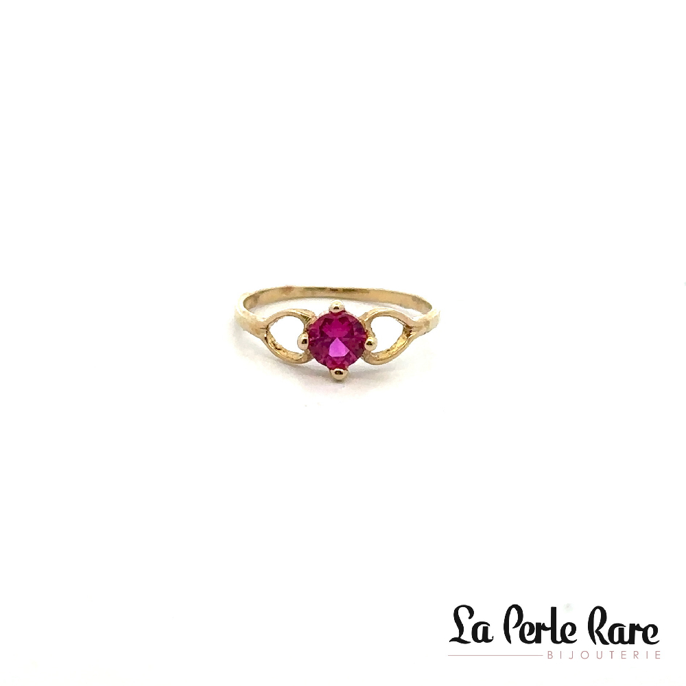 Bague or jaune 10 carats, zircon rose - LPR-1055 - Exclusivités