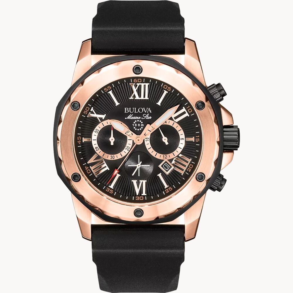 Montre silicone noir, acier inoxydable 2 tons (rose et noir), fond noir - 98B104 - Bulova