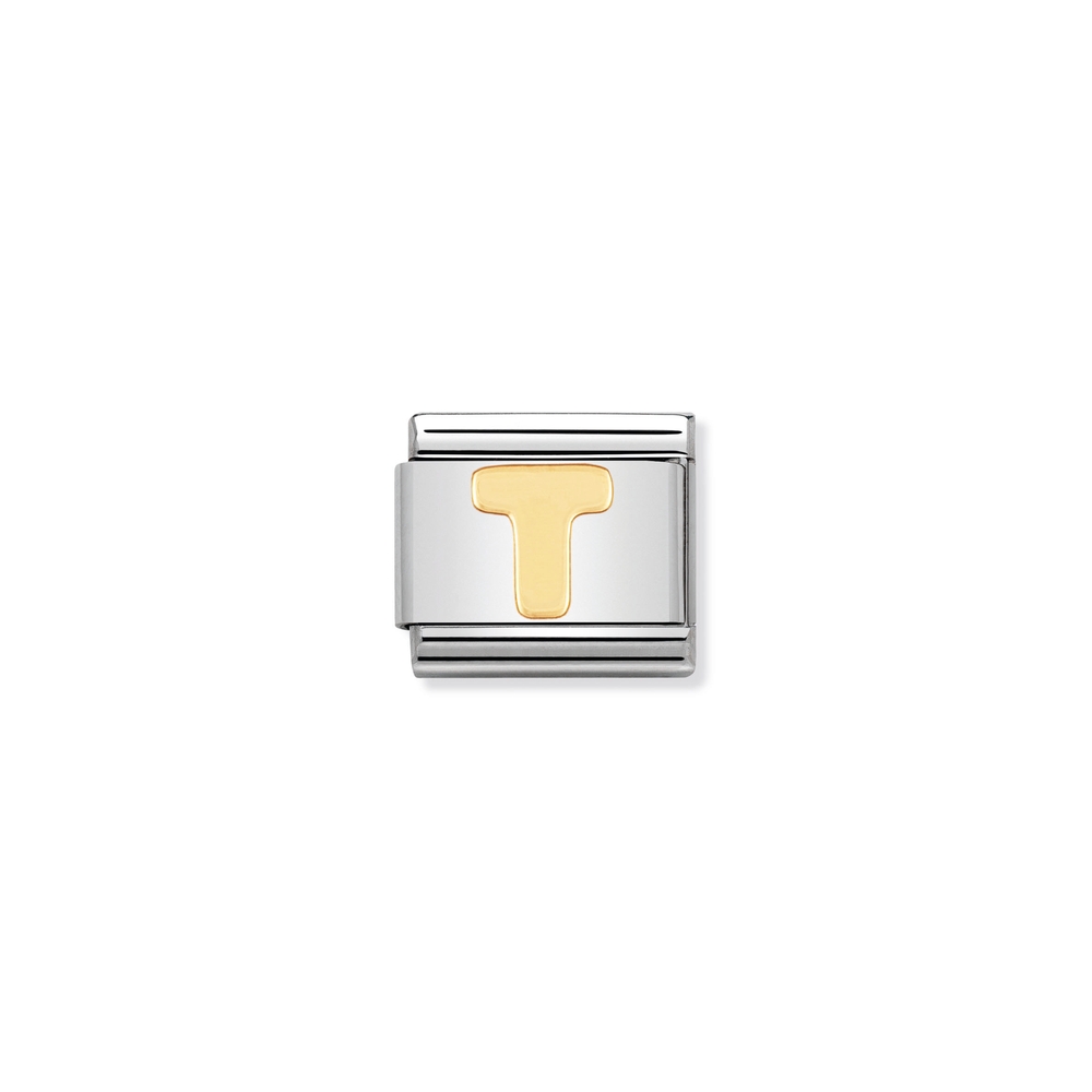 Maille classique lettre T, acier inoxydable, finition or jaune 18 carats - 03010120 - NOMINATION