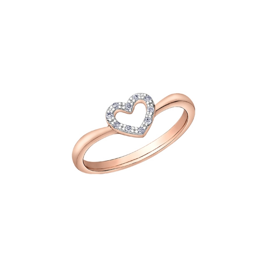 Bague cœur or rose diamants 5 pts - DD7344 - Corona