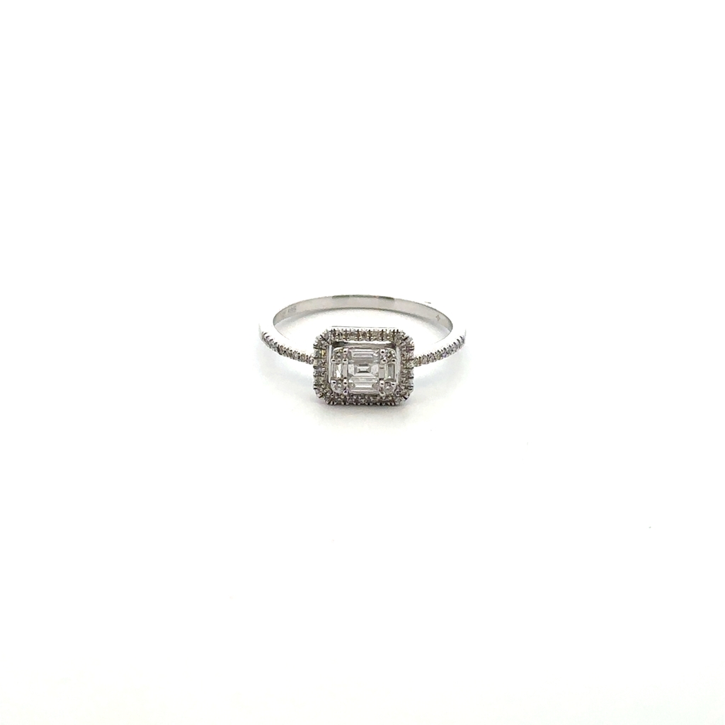 Bague or blanc 14 carats, 26 points de diamant total - 142457-B - Majolie