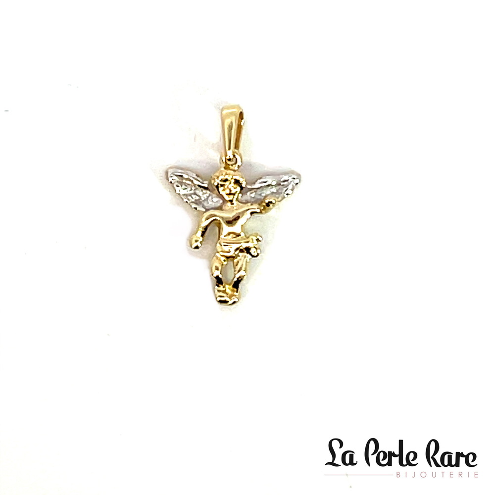 Pendentif ange, or 2 tons (jaune/blanc) 10 carats - PD01-4452-2T - Exclusivités