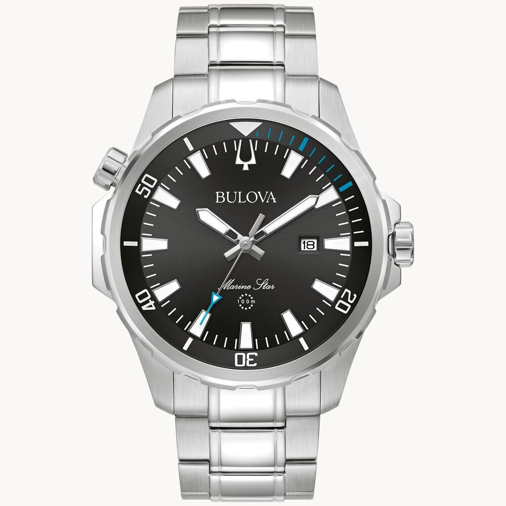 Montre Marine Star, acier inoxydable, fond noir - 96B382 - Bulova
