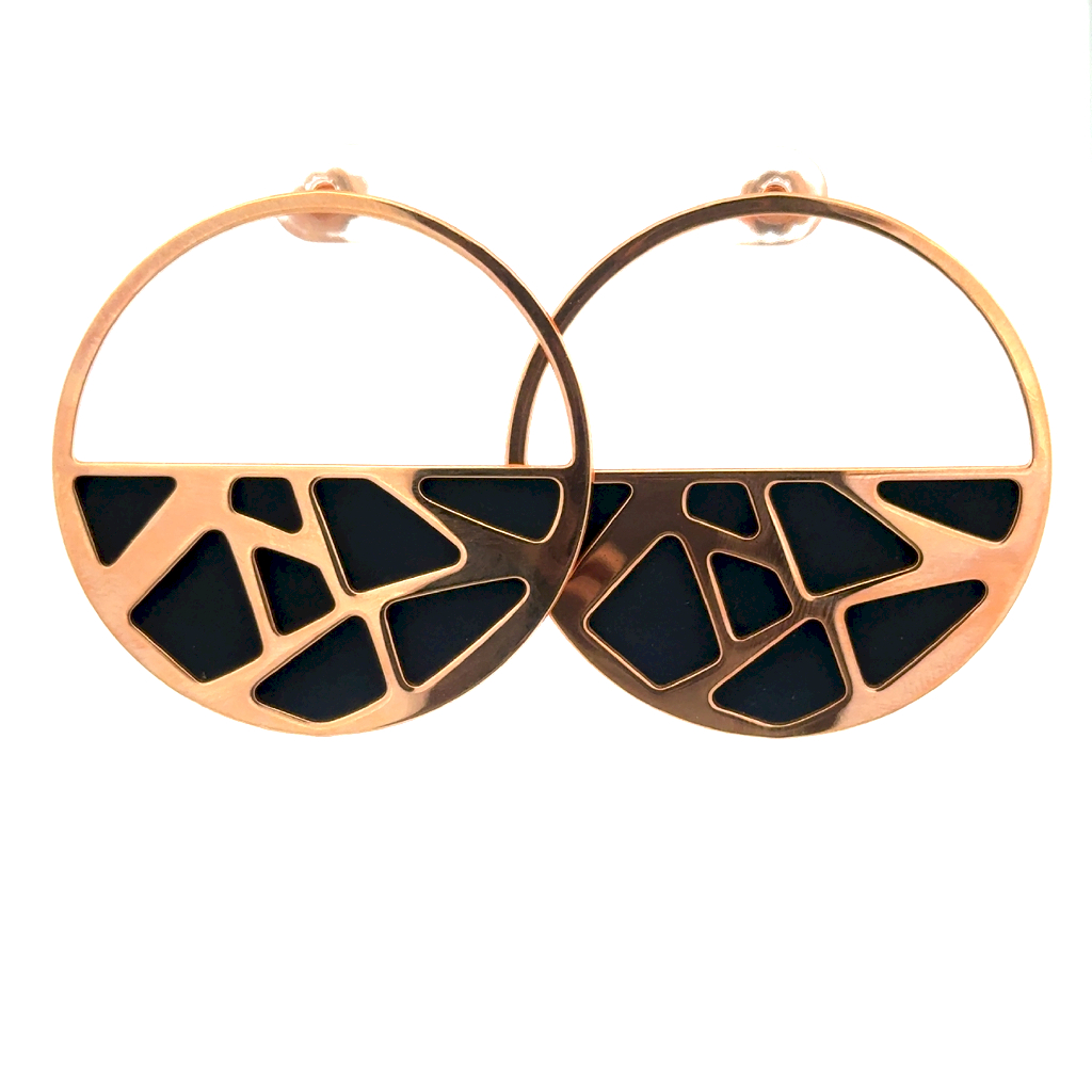 Boucles d’oreilles fixes en laiton avec finition en or rose avec insertion Boucles d’oreilles fixes en laiton avec finition en or rose avec insertion