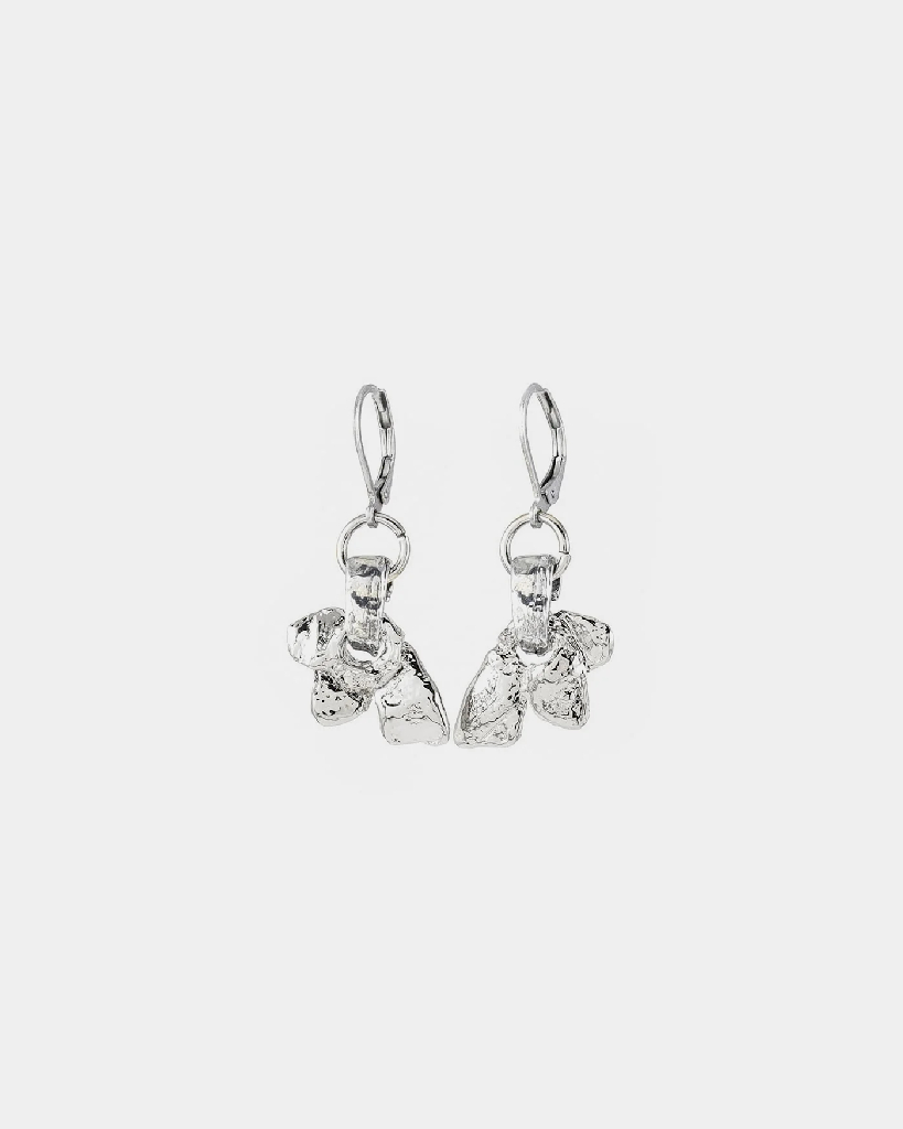 Boucles d'oreilles pendantes étain, acier inoxydable - NEPTUNE-ARGENTE - Anne-marie Chagnon