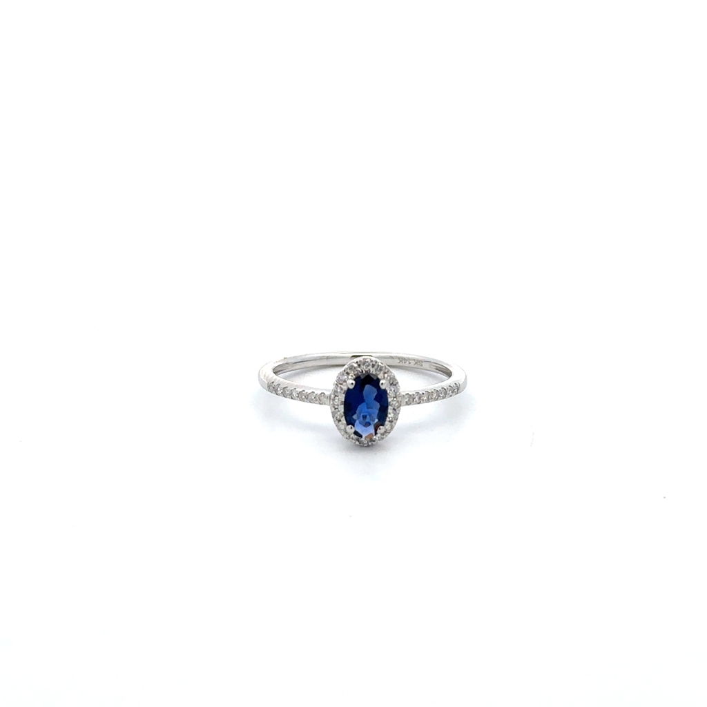 Bague or blanc 14 carats, saphir, diamants - SKR43393-SD-B - Exclusivités