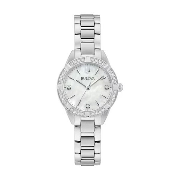 Montre acier, diamants, fond nacré - 96R253 - Bulova