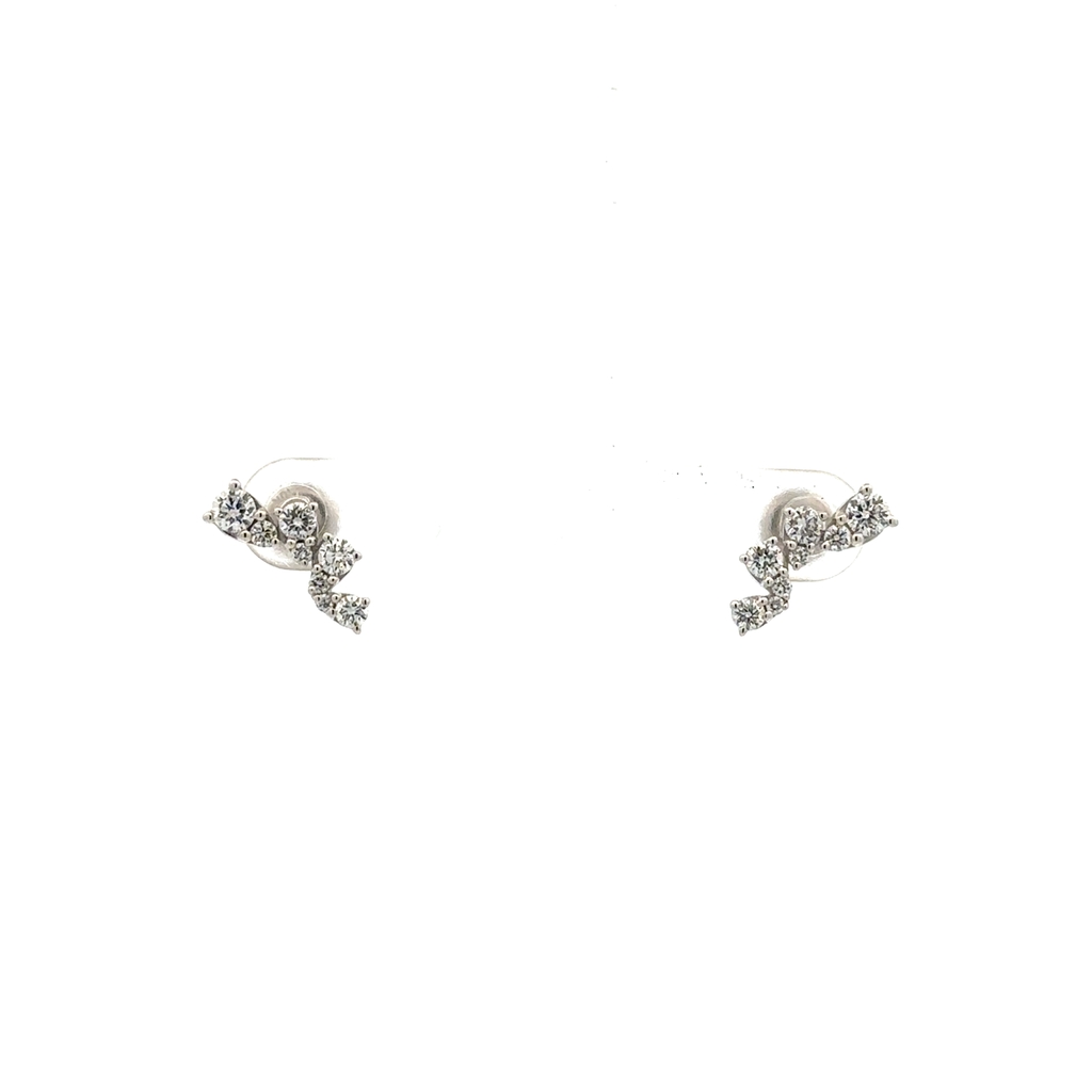 Boucles d'oreilles fixes vissées, or blanc 10 carats, 70 points de diamant de laboratoire total - LGE43827-70CH - Exclusivités