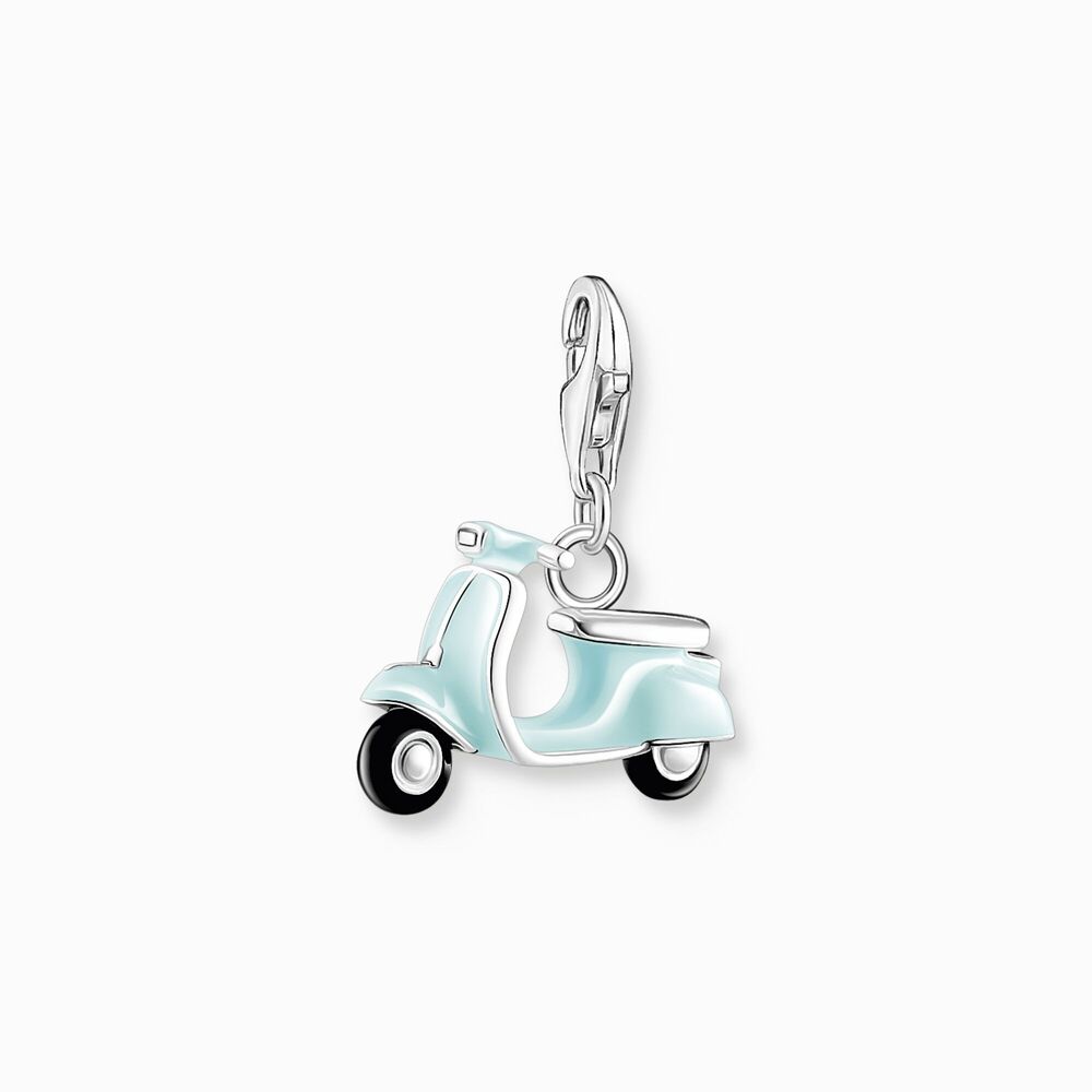 Charm scooter, argent, émail menthe/noir - 1937-041-7 - Thomas Sabo