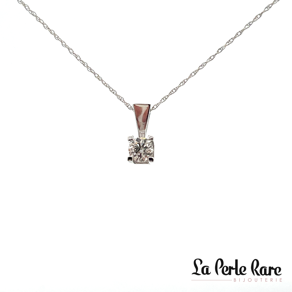 Pendentif solitaire or blanc, 50 pts dia tot - SKP26808-50 - Sk Diamonds