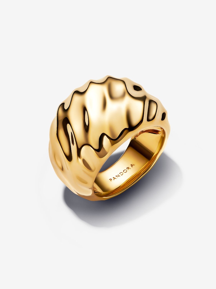 Bague audacieuse ondulée, métal unique plaqué d'or 14 carats - 163884C00-52 - Pandora