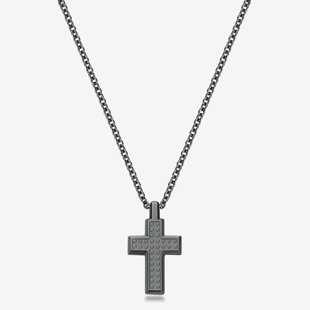 Pendentif croix Bullet, acier inoxydable noir