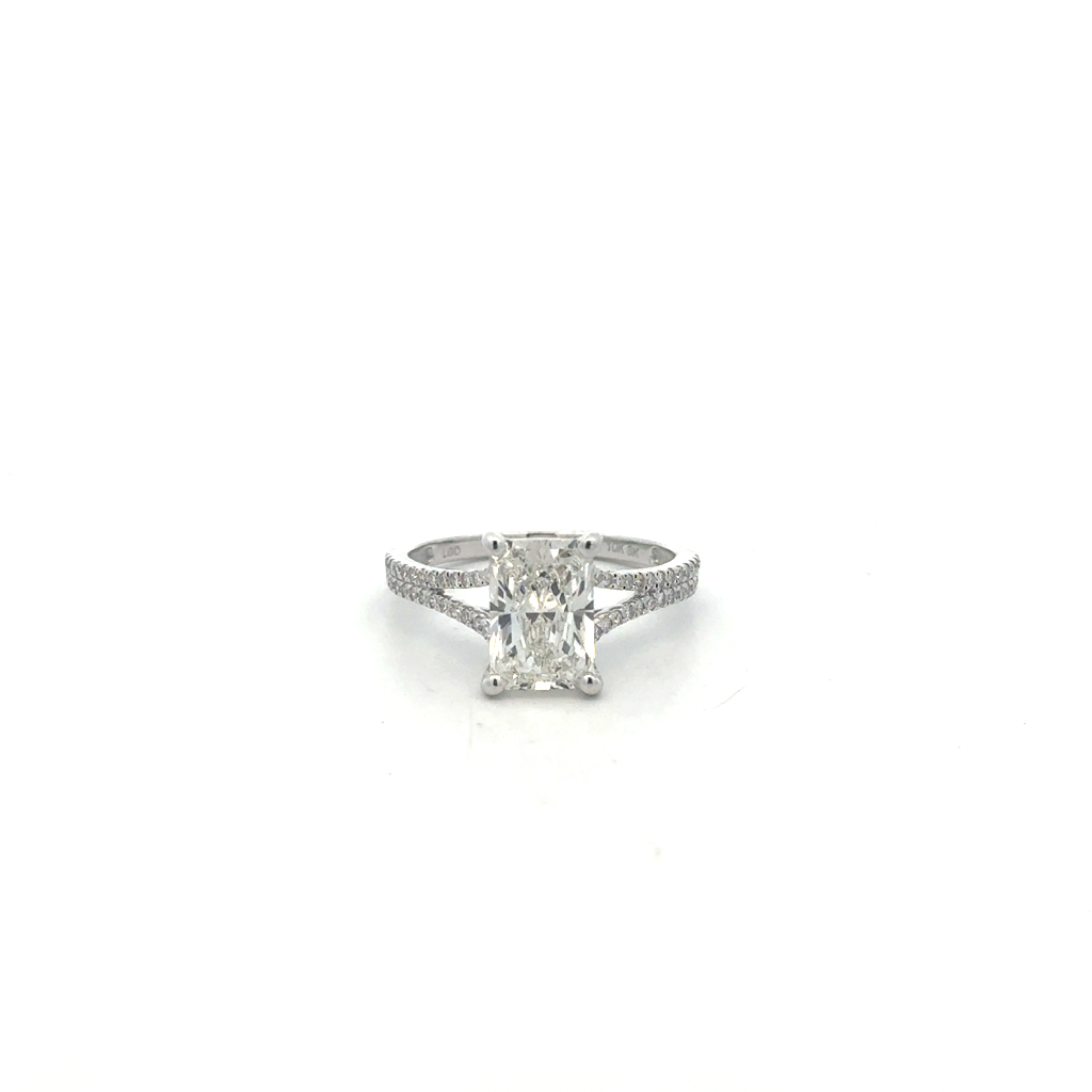 Bague or blanc 10 carats, 225 points de diamant de laboratoire total, VVS2/F, certificat