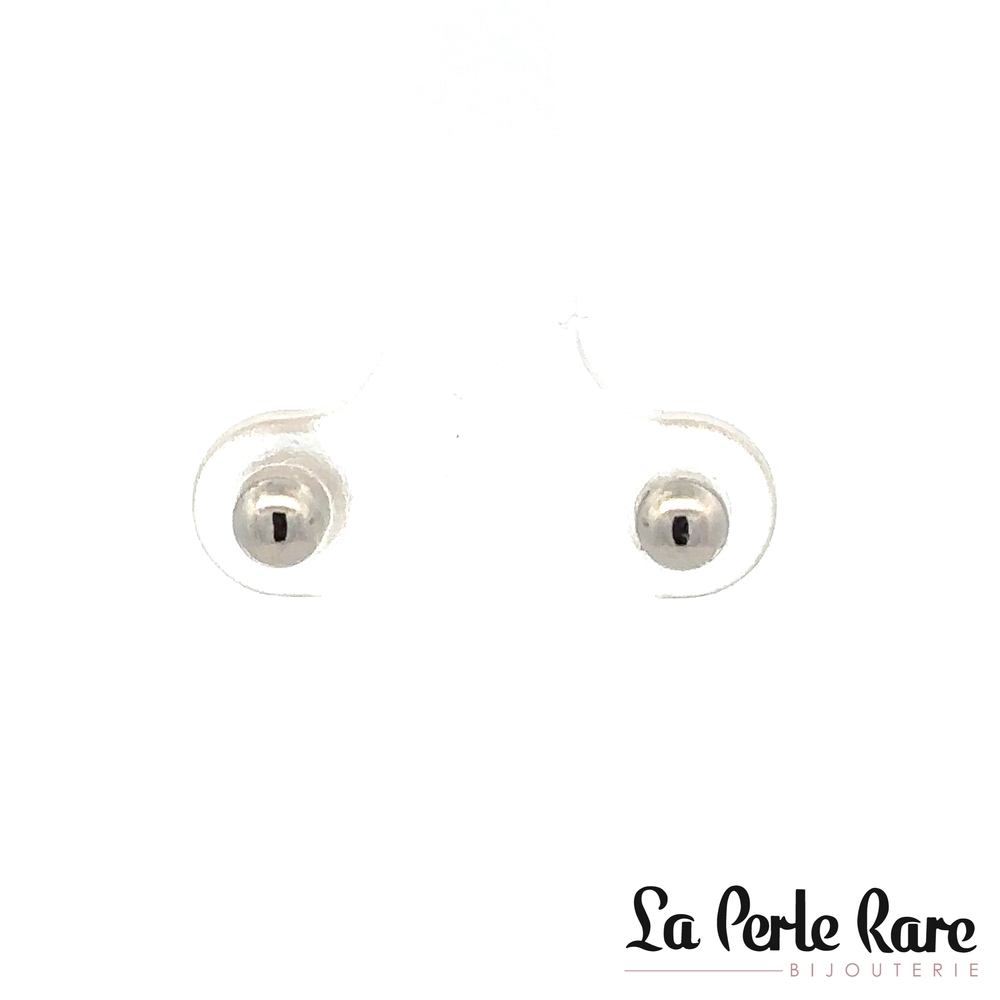 Boucles d'oreilles fixes or blanc 10 carats, 4 millimètres - 3566-4B - Exclusivités