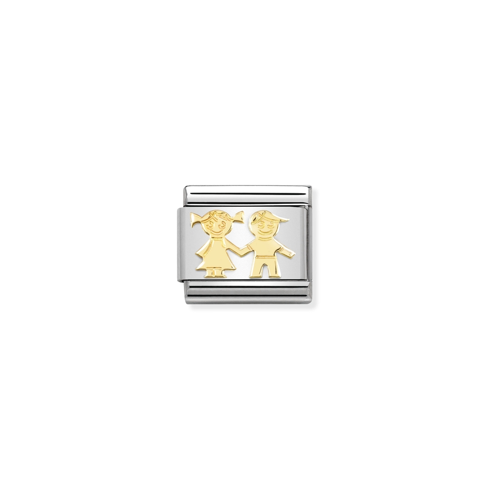 Maille classique frère et soeur, acier inoxydable, finition or jaune 18 carats - 03016269 - NOMINATION