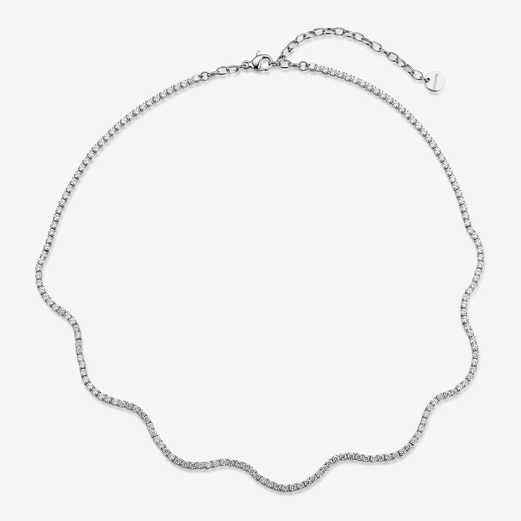 Collier Desideri, acier inoxydable, zircons incolores