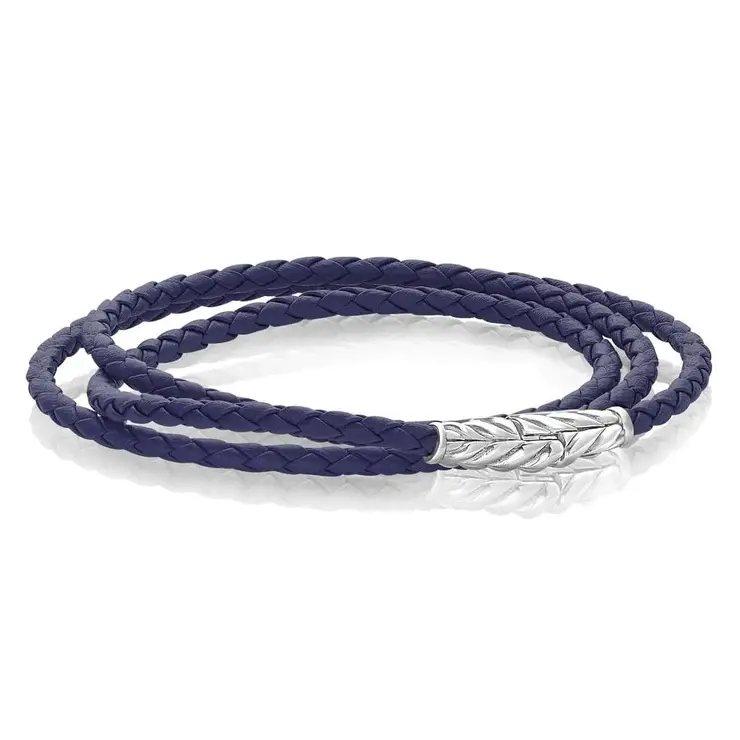 Bracelet cuir marine, acier - SLB310 - Italgem Steel