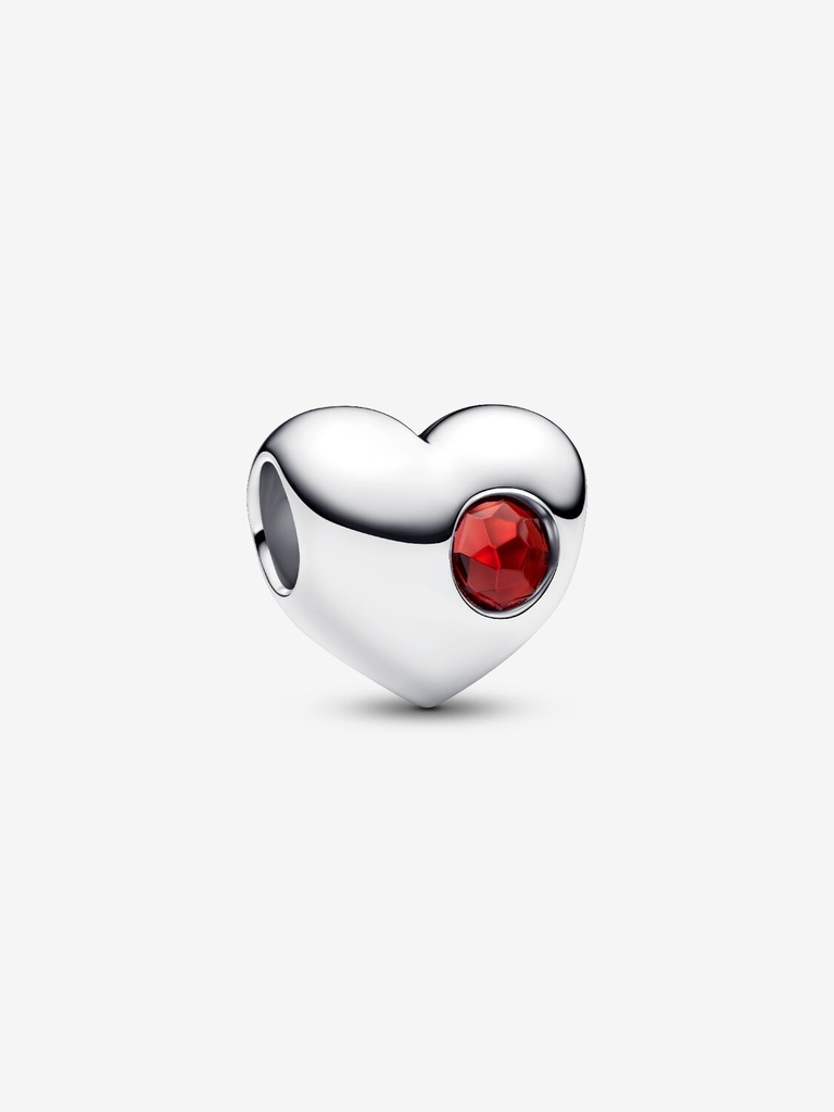 Bille coeur, argent, cristal rouge - 794161C01 - Pandora