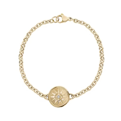 Bracelet étoile du nord, acier inoxydable doré, zircon incolore - ZW-B54G-7 - Arz Steel