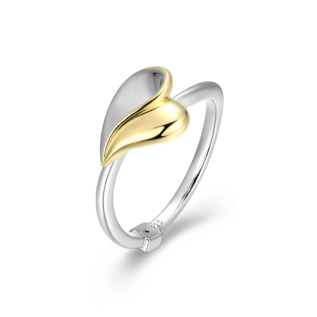 Bague coeur, argent 2 tons (blanc et jaune) - R4LAKCA0A8 - Elle