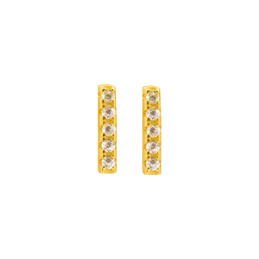 Boucles d'oreilles fixes argent finition or jaune, zircons incolores - ST-1159-G - Exclusivités