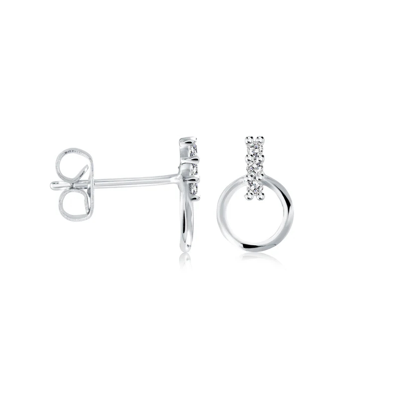 Boucles d'oreilles fixes acier inoxydable, zircons incolores - SEA404 - Veloria