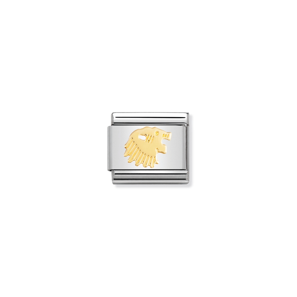 Maille classique zodiaque Lion, acier inoxydable, finition or jaune 18 carats