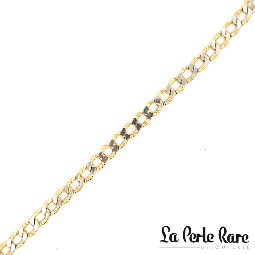 Bracelet gourmette, or 2 tons (jaune et blanc) 10 carats - LPR-2896-8 - Exclusivités