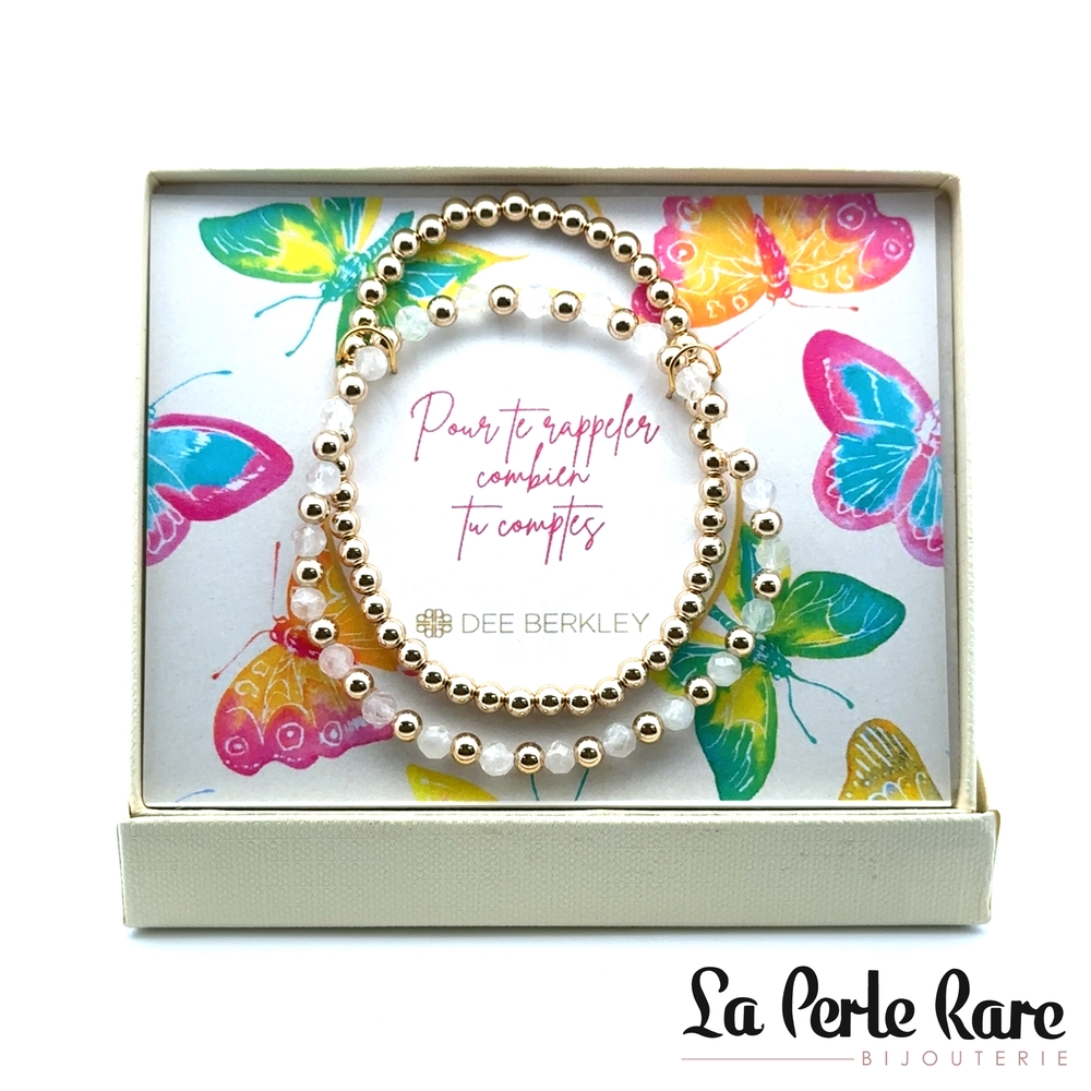 Ensemble de bracelets Pour te rappeler combien tu comptes, métal doré, pierres de lune - DBJBRIDAL5 - Dee Berkley