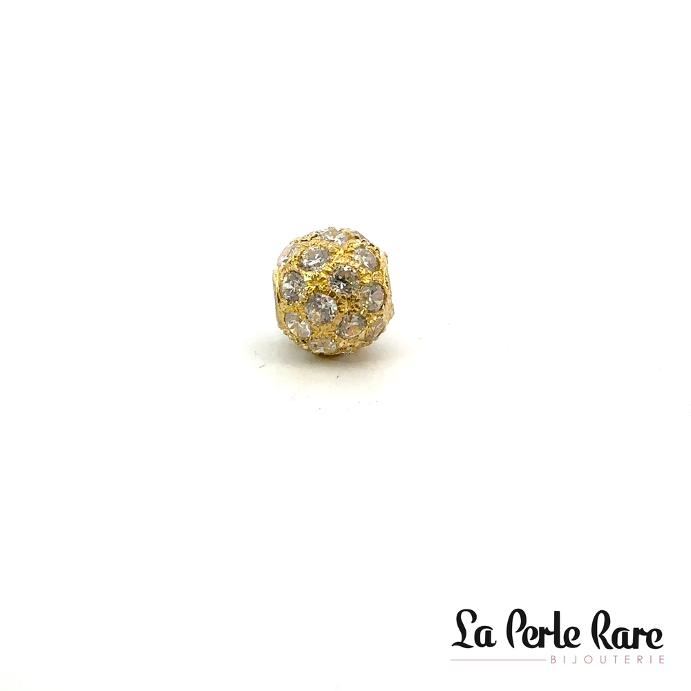 Pendentif or jaune boule avec zircons - 2306 - Exclusivités