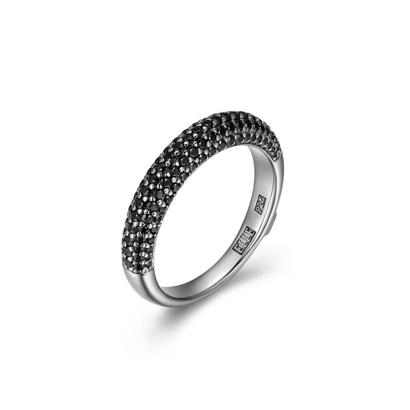 Bague argent rhodié, zircons noirs - 64LAEXGHA8 - Elle