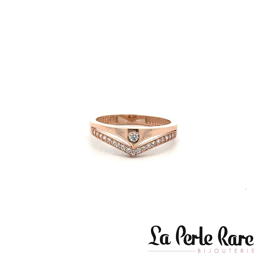 Bague or rose 10 carats, zircons incolores - RDS01-1495-R - Exclusivités