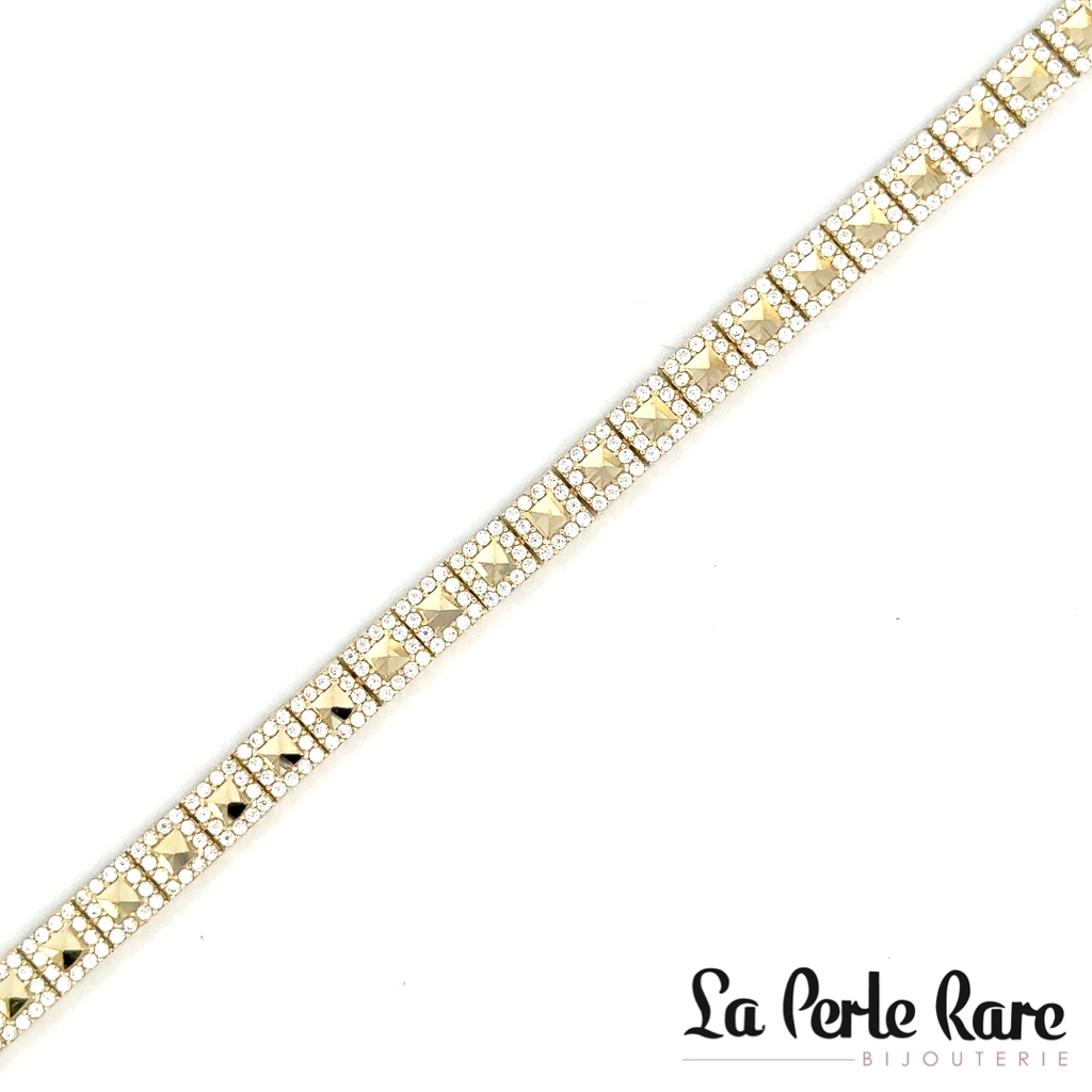 Bracelet or jaune 10 carats, zircons incolores - LPR-2937-7.5 - Exclusivités