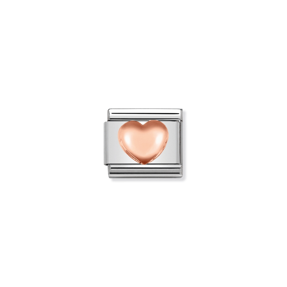 Maille classique coeur bombé, acier inoxydable, or rose 9k - 43010422 - NOMINATION