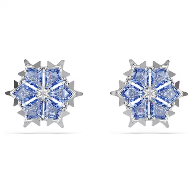 Boucles d'oreilles fixes métal finition rhodium, cristaux bleus - 5734242 - Swarovski