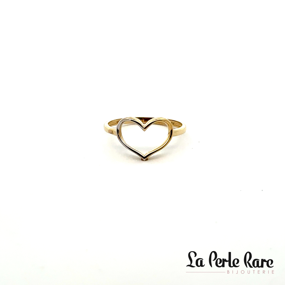 Bague coeur, or 2 tons (jaune/blanc) 10 carats - ROZ-3571-2T - Exclusivités