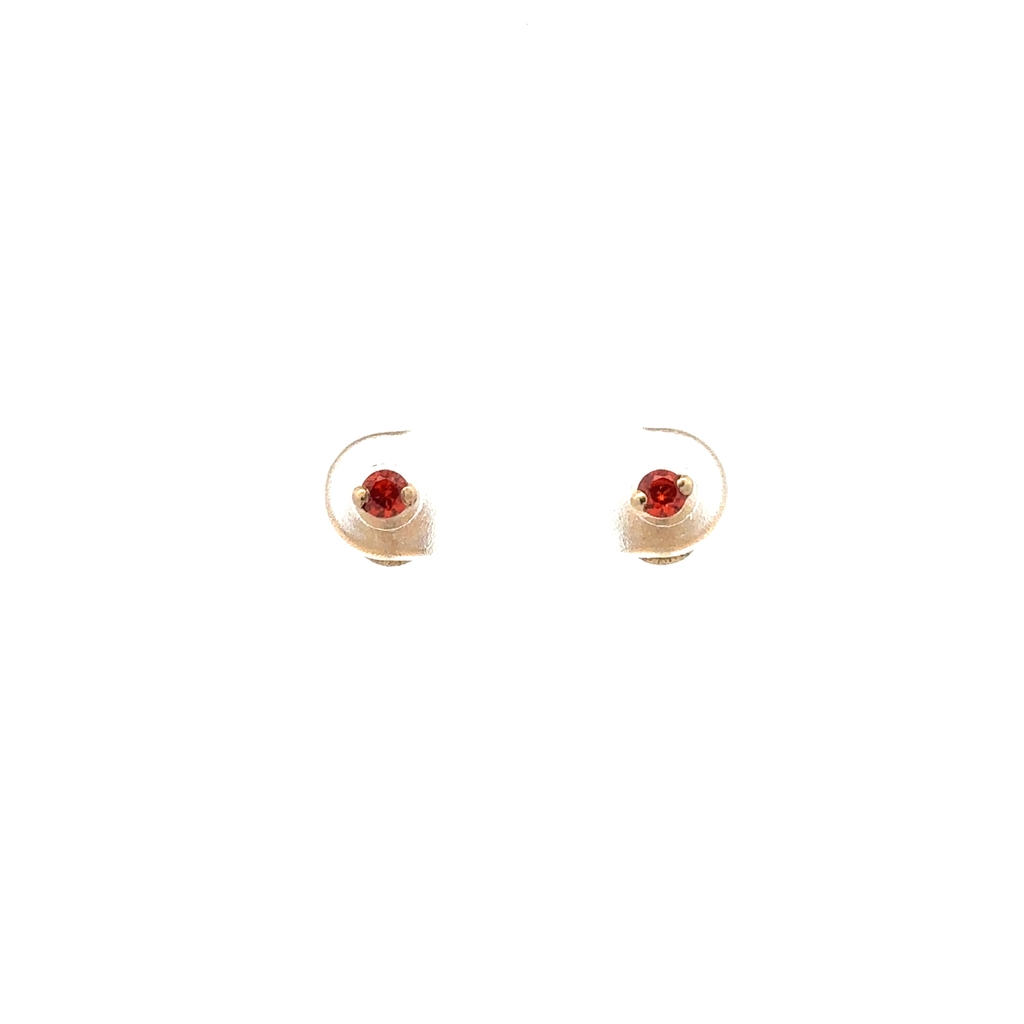 Boucles d'oreilles fixes vissées or jaune 10 carats, zircons rouge pâle - 12678-JUILLET - Exclusivités