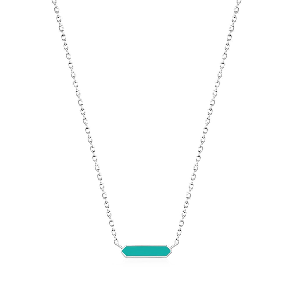 Collier argent rhodié, émail turquoise - N028-03H-T - Ania Haie