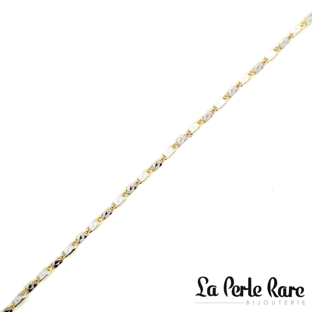 Chaîne de cheville or 2 tons (jaune et blanc) 10 carats - LPR-2823-9.5 - Exclusivité