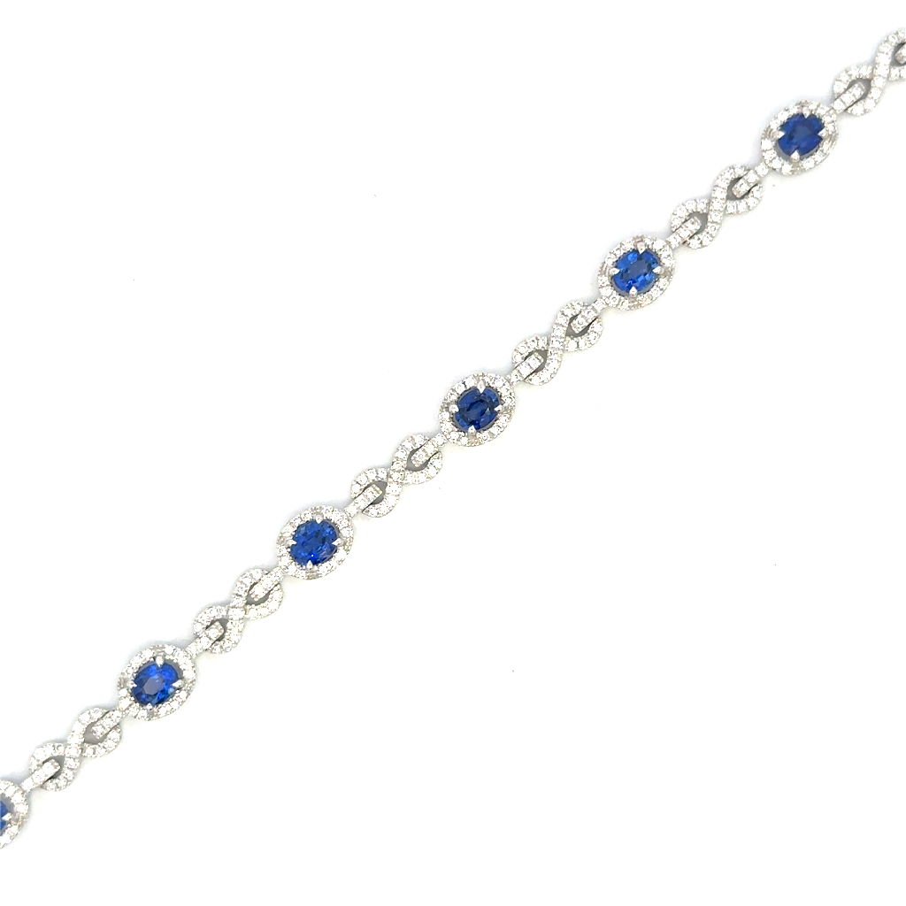 Bracelet or blanc 18 carats avec 332 pts saphirs et 136 pts diamants VS - MB1442395494 - Simon G