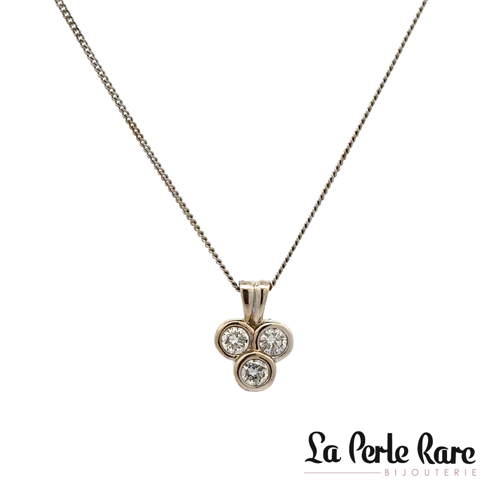 Pendentif or blanc 39 pts dia tot - T19344 - Libman
