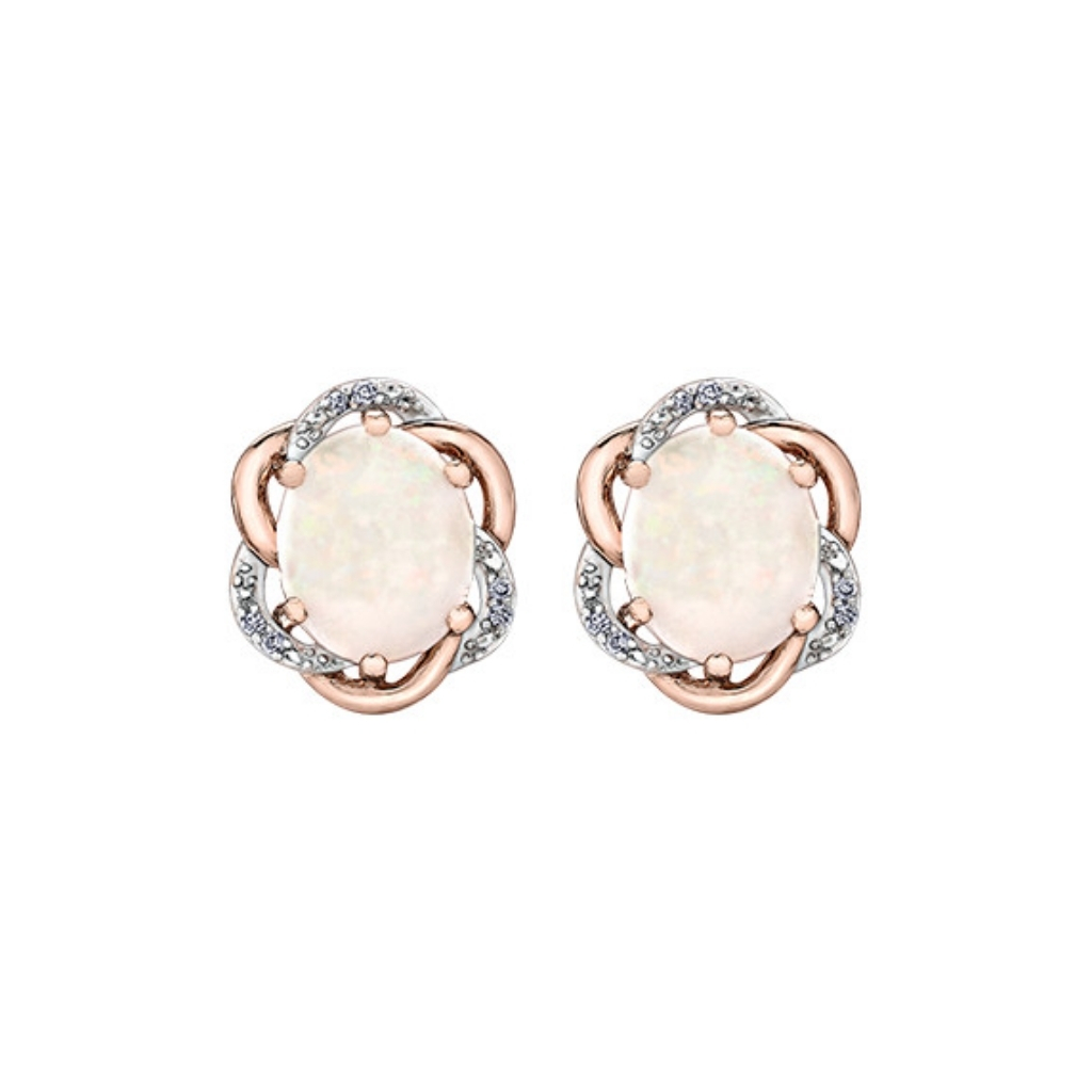 Boucles d’oreilles en or deux tons avec opales et diamants 3 points - DD3125 - Corona