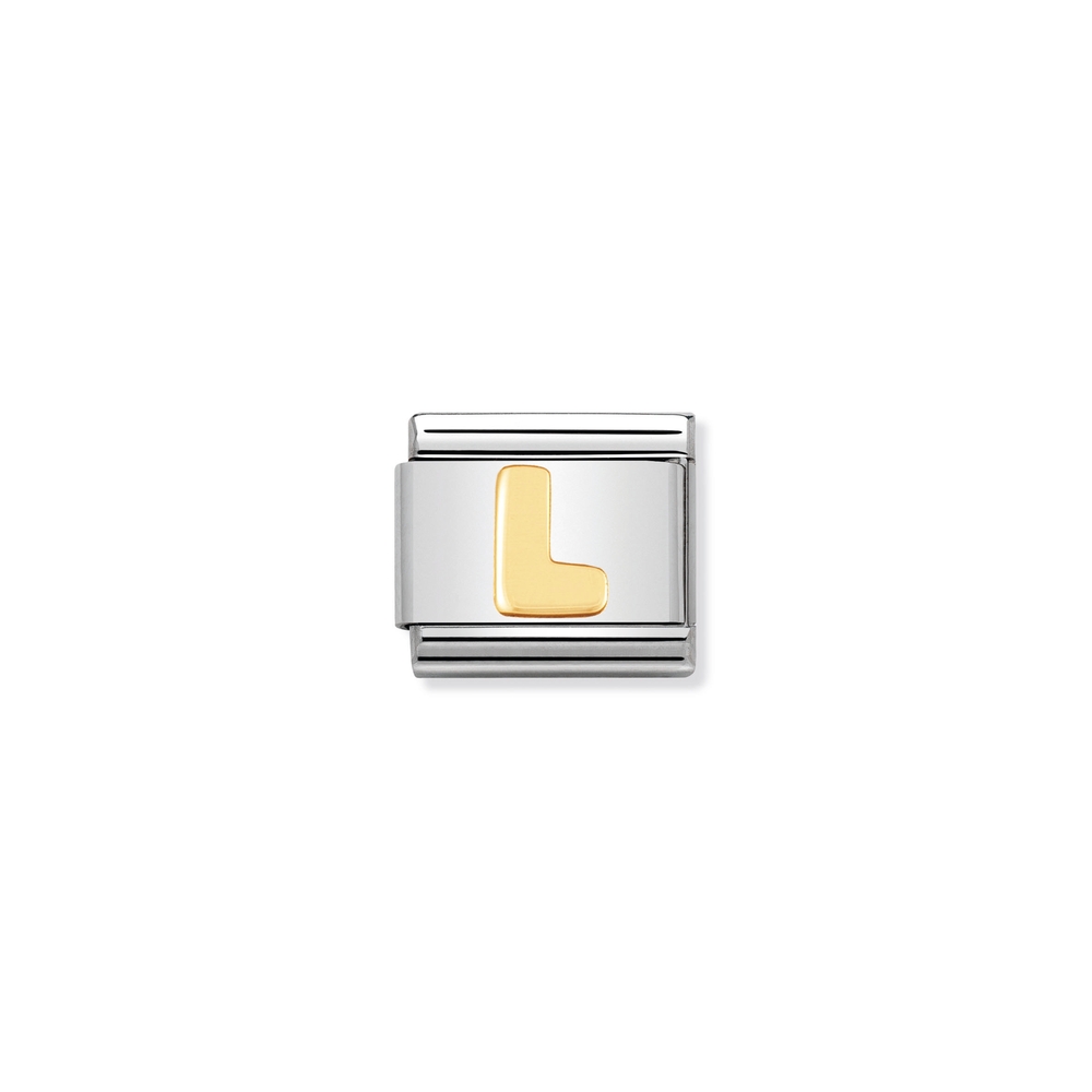 Maille classique lettre L, acier inoxydable, finition or jaune 18 carats - 03010112 - NOMINATION