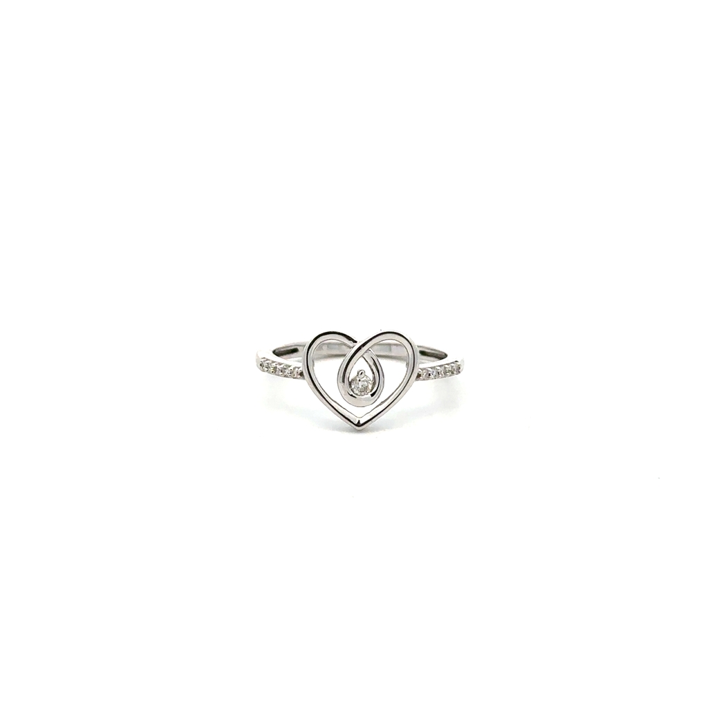 Bague coeur, or blanc 10 carats, 8 points de diamant total - SKR44295-08NJ - Exclusivités
