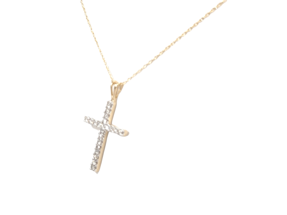 Pendentif croix or jaune 25 pts dia tot - SKP18372-25 - Exclusivités