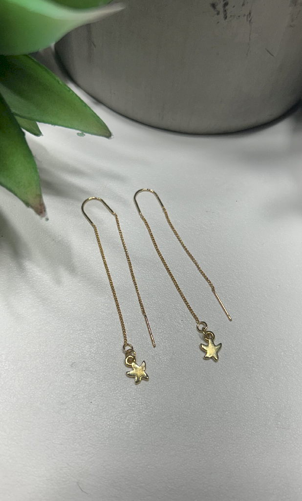 Boucles d'oreilles chaînette Shany étoile, acier inoxydable doré